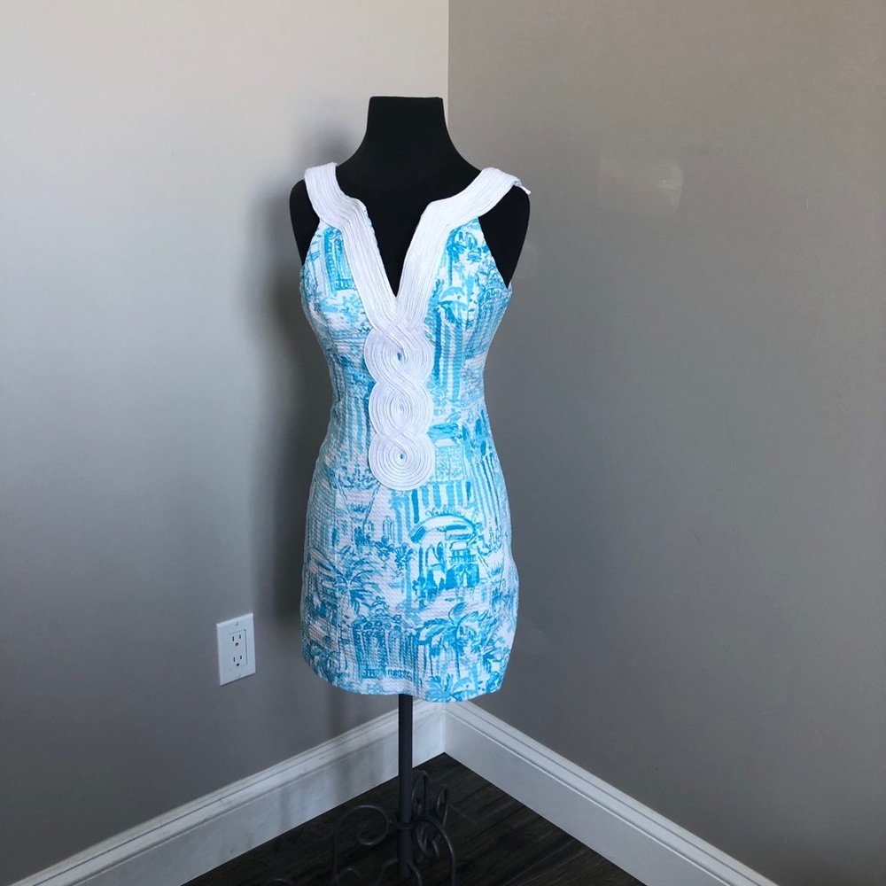 COPY - Lilly Pulitzer Blue and White Valli Shift Dress 0